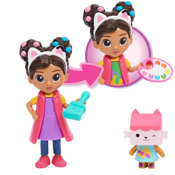 Gabbys Dollhouse Art Studio Action Figure Set Baby Box Cat Paint Palette - Picture 3 of 7